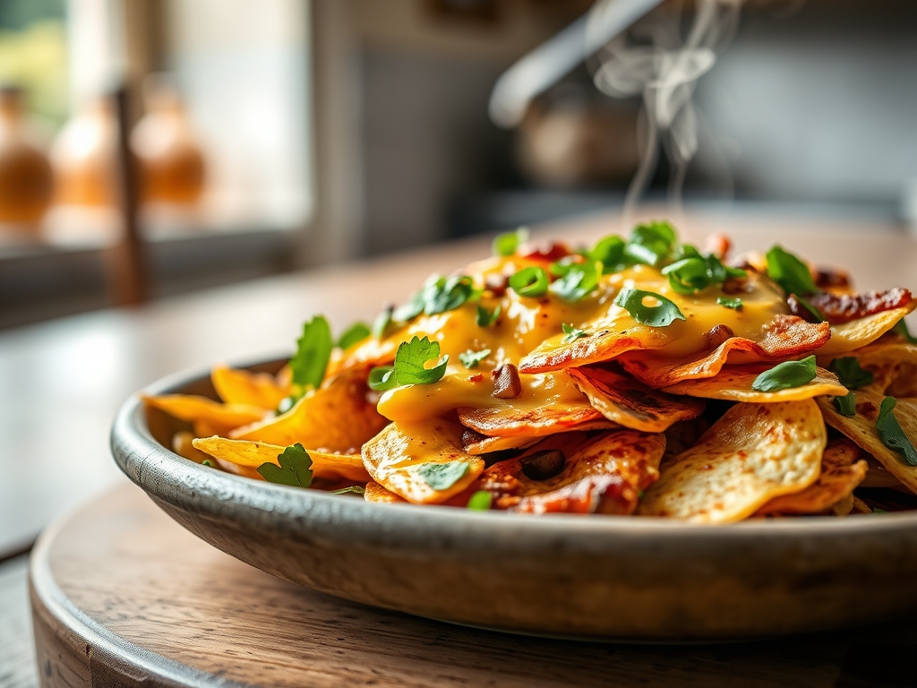 Nachos con queso fundido