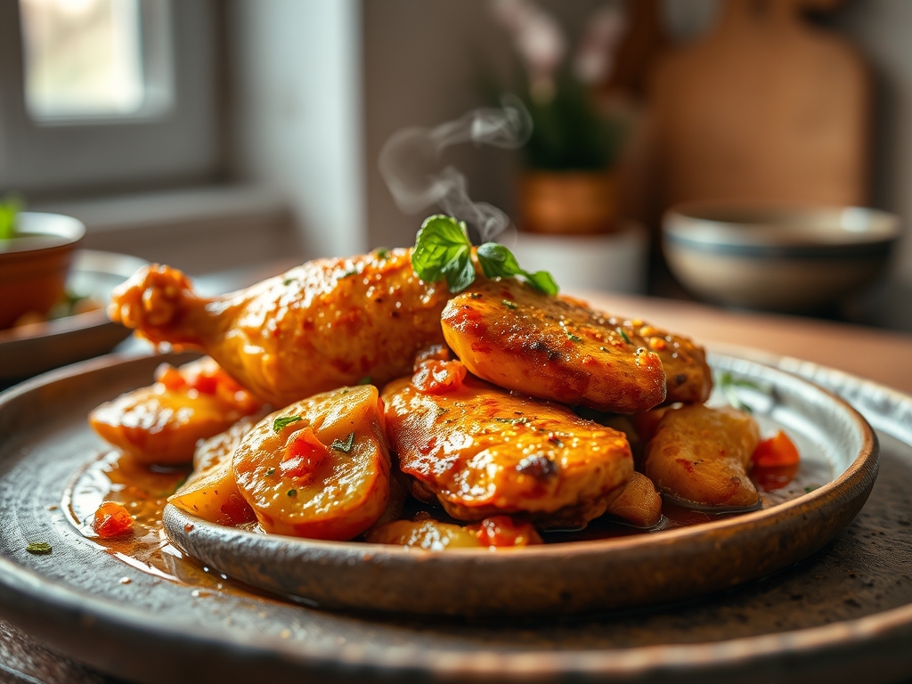 Pollo al ajillo de la abuela
